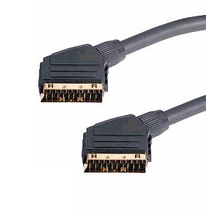 21-pin/Audio/Video/Male to Male Scart over Coax for better picture quality 1.5m Scart Cable Lead / 24k Gold/Fully Wired/Shielded 
