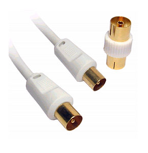 2m Digital TV Aerial Cable White Gold Plated Male to Male