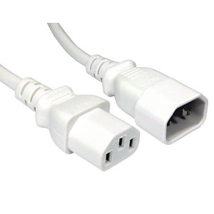 1m White C13 to C14 Power Extension Lead