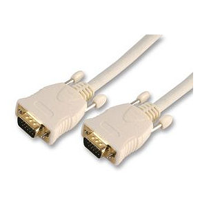 2m VGA Monitor Lead - Shielded VGA Male to Male White Cable