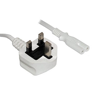 2m White Figure 8 Power Lead - Power Cable