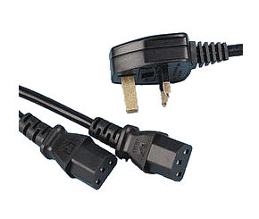5m Y Power Splitter Cable UK Plug to 2x IEC Kettle Plugs Lead