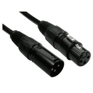 15m 3 Pin XLR Male to Female Cable - Black Connectors