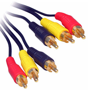 3 RCA to 3 RCA Phono Cable Video Stereo RCA Phono Cable Gold
