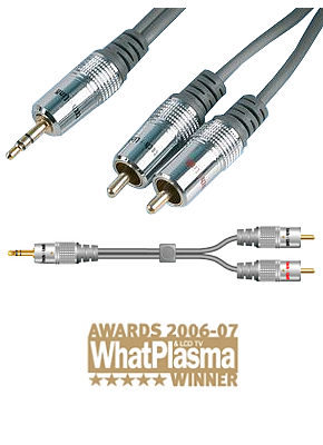 Premium Pro Audio Metal 3.5mm Stereo Jack to 2 RCA Phono Plugs Cable Gold 15m 