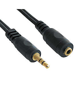 3.5mm Male Jack Plug to Female Socket Cable 1.5m
