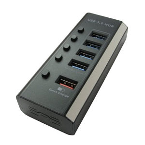 4 Port USB3.0 Hub + Quick Charge Port - PSU