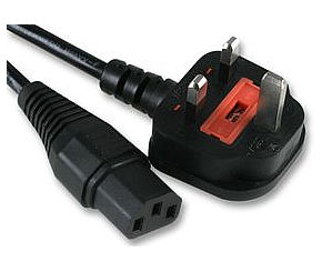 Black Coloured to Mains UK 3 Pin C13 - Approve by A.S.T.A N14584, Importado de UK Cable 13A Moulded World of Data® 5m C13 Kettle Lead IEC amp 
