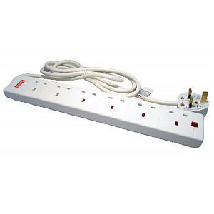 5m Surge Protected UK Power Extension - 6 Ports