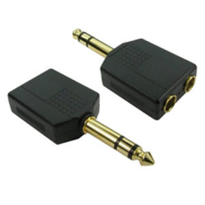 6.35mm (M) to 2x 6.35mm (F) Stereo Splitter - Gold Pins