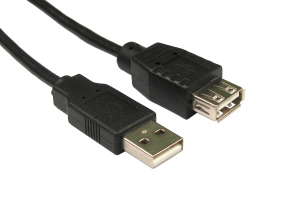 0.12m USB2.0 Type A (M) to Type A (F) Extension Cable - Black