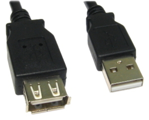 3m USB2.0 Type A (M) to Type A (F) Extension Cable - Black