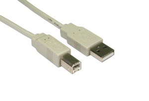 1.8m USB 2.0 Type A (M) to Type B (M) Data Cable - Beige