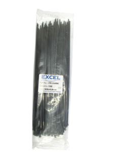 368mm x 4.8mm Black Cable Ties - 100 Pack