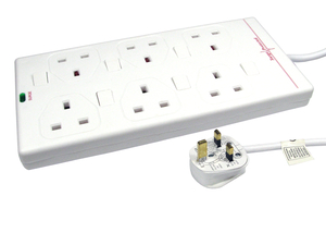 10m Individually Switched UK Power Extension - 6 Ports