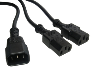 2.5m C14 to 2x C13 Power Splitter Cable