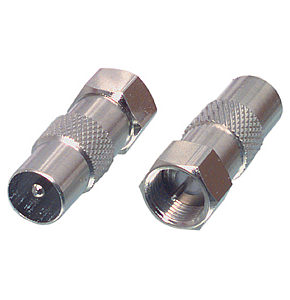 F Plug to Coax Plug Adapter F-Type Male to Coax Male