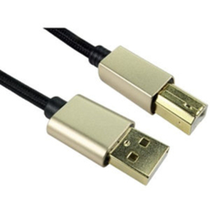 1.8m USB 2.0 Type A M to Type B M Braided Cable with Gold Hoods