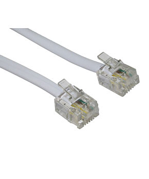 WHITE High Speed Broadband Modem Cable RJ11 to RJ11 15m ~50 feet Kenable ADSL 2 