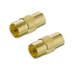 Philips TV Aerial Joiner Coupler 2 Pack Gold Plated