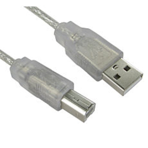 1.8m USB 2.0 Type A (M) to Type B (M) Data Cable - Clear