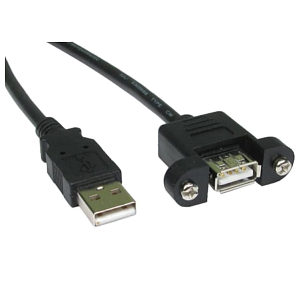 USB Panel Mount Cable A Male to Female 2m