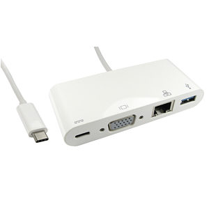 USB Type C to VGA, USB and Ethernet Combo with Power Delivery