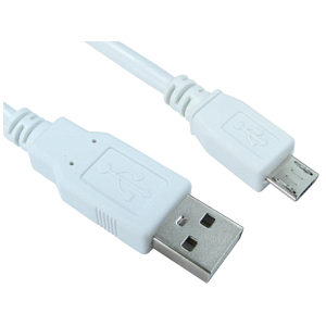 0.5m White Micro USB Cable - A to Micro B
