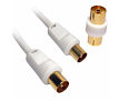 1m TV Aerial Cable White Gold Plated Male to Male