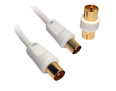 15m Aerial Cable Plug to Plug Gold Plated White
