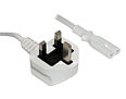 1m White Figure 8 Power Lead - Power Cable