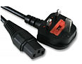 Short 20cm IEC Power Cable - UK 3 Pin Plug to C13 Kettle Plug