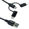 3 in 1 Braided Charging Cable Lightning USB-C Micro
