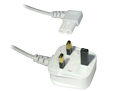 3m White Angled Figure 8 Power Lead C7 90 Degree Cable