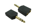 6.35mm (M) to 2x 6.35mm (F) Stereo Splitter - Gold Pins