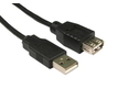 0.12m USB2.0 Type A (M) to Type A (F) Extension Cable - Black