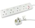 3m Individually Switched UK Power Extension - 4 Ports