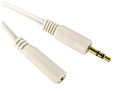 White 3.5mm Male Jack Plug to Female Socket Cable 3m