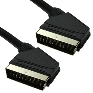Scart Cable Gold Plated Fully Shielded Mini Coax 21 Pin Fully Wired, 3m