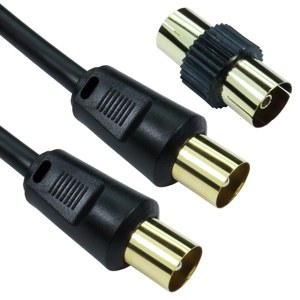 TV Aerial Lead Male Plug to Plug with Adapter