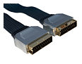 0.5m Scart Lead - Flat Cable - Metal Plugs - Gold Plated Contacts