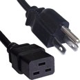 US 3 Pin to C19 Power Lead 2m Black