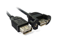 0.18m USB 2.0 Type A (F) to Type A (F) Panel Mount Cable - Black