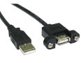 USB Panel Mount Cable A Male to Female 0.5m