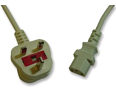1.8m White IEC Power Cable - UK 3 Pin Plug to Kettle Plug Power Lead